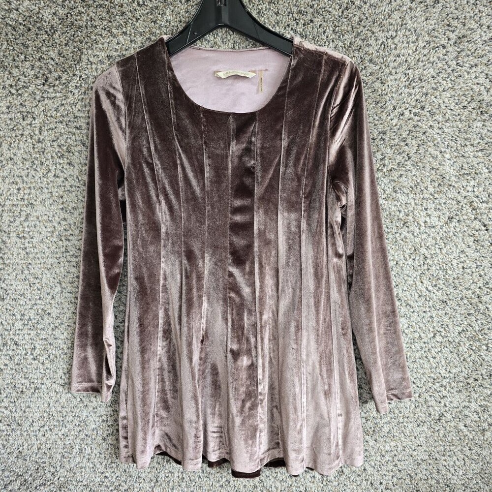 Soft Surroundings Top Womens Small Velour Brown Tunic Scoop Neck Blouse Ladies‎